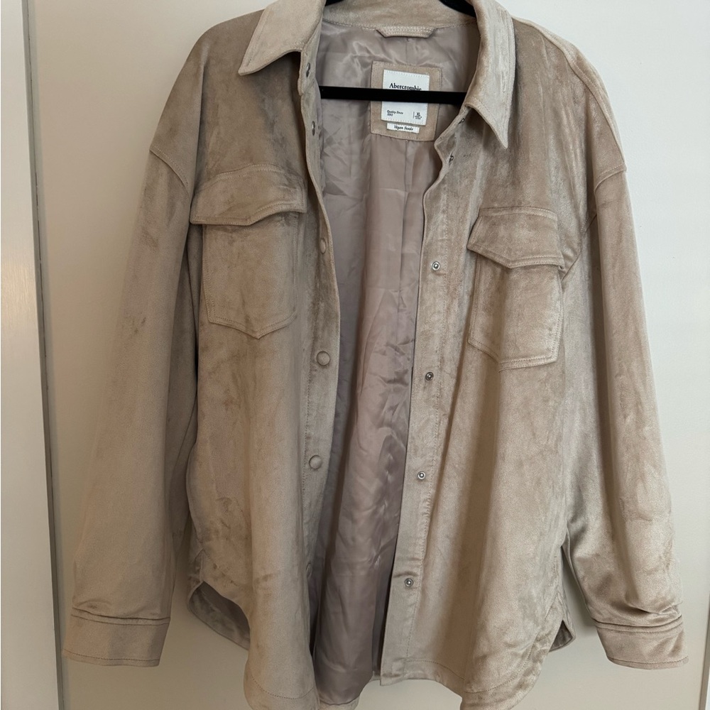 Abercrombie & Fitch Vegan Suede Shirt - Beige